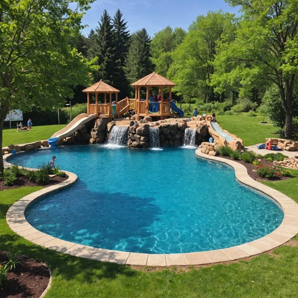 Comment organiser un espace de jeux aquatiques pour enfants autour d'une piscine naturelle?